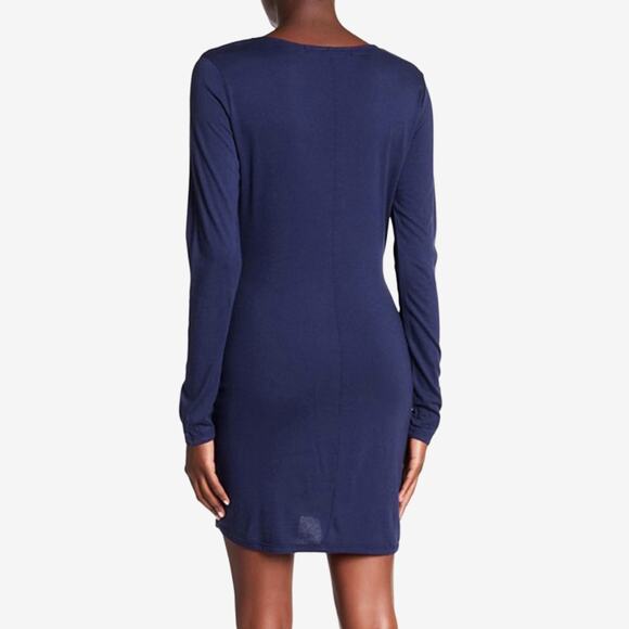 Michael Stars Faux Wrap Tee Dress Medium Nocturnal Purple Cotton Modal Jersey - Picture 4 of 4